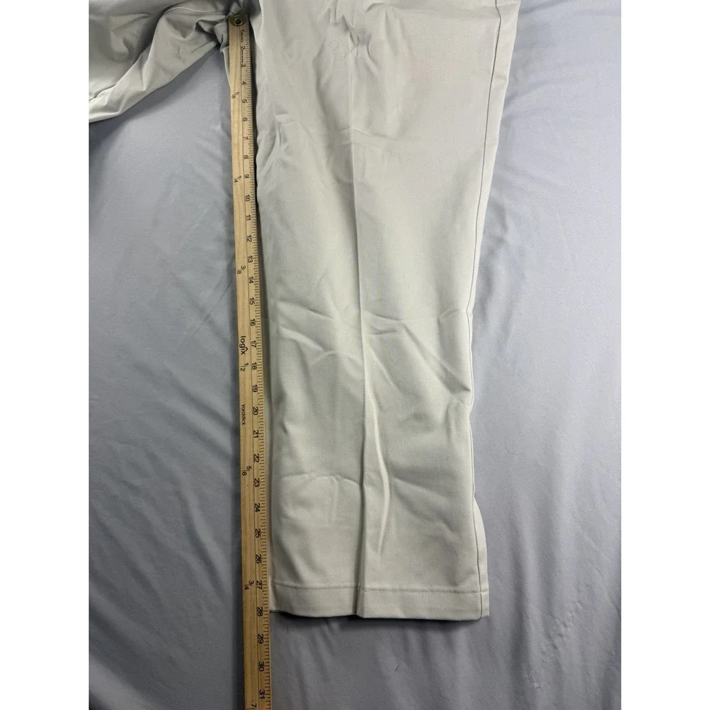 Land's End traditional fit flat front pants slacks, ivory, men's 46x28, cotton